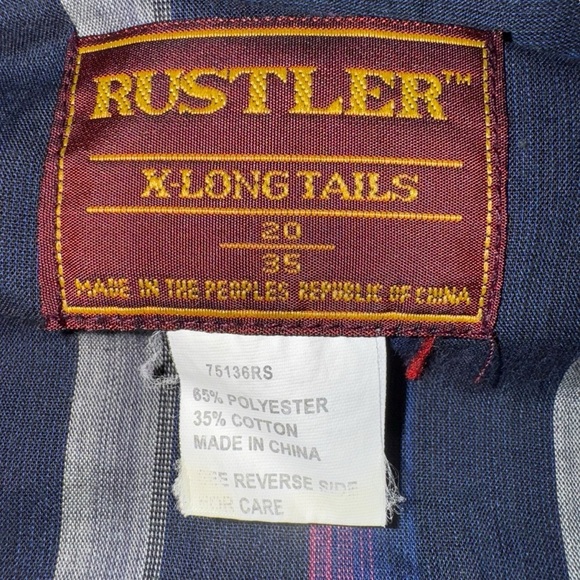 Wrangler Rustler Men’s Western Shirt Sz 35/4X Purple Stripe Pearl Snaps XL Tails - Picture 4 of 5